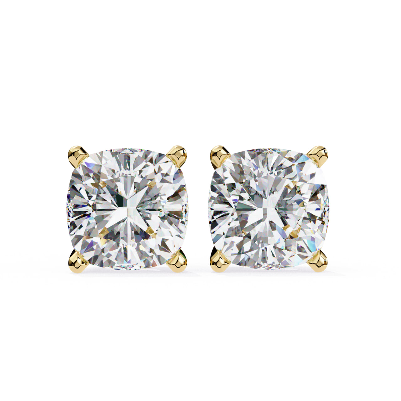 Cushion Square Solitaire Diamond Stud Earrings