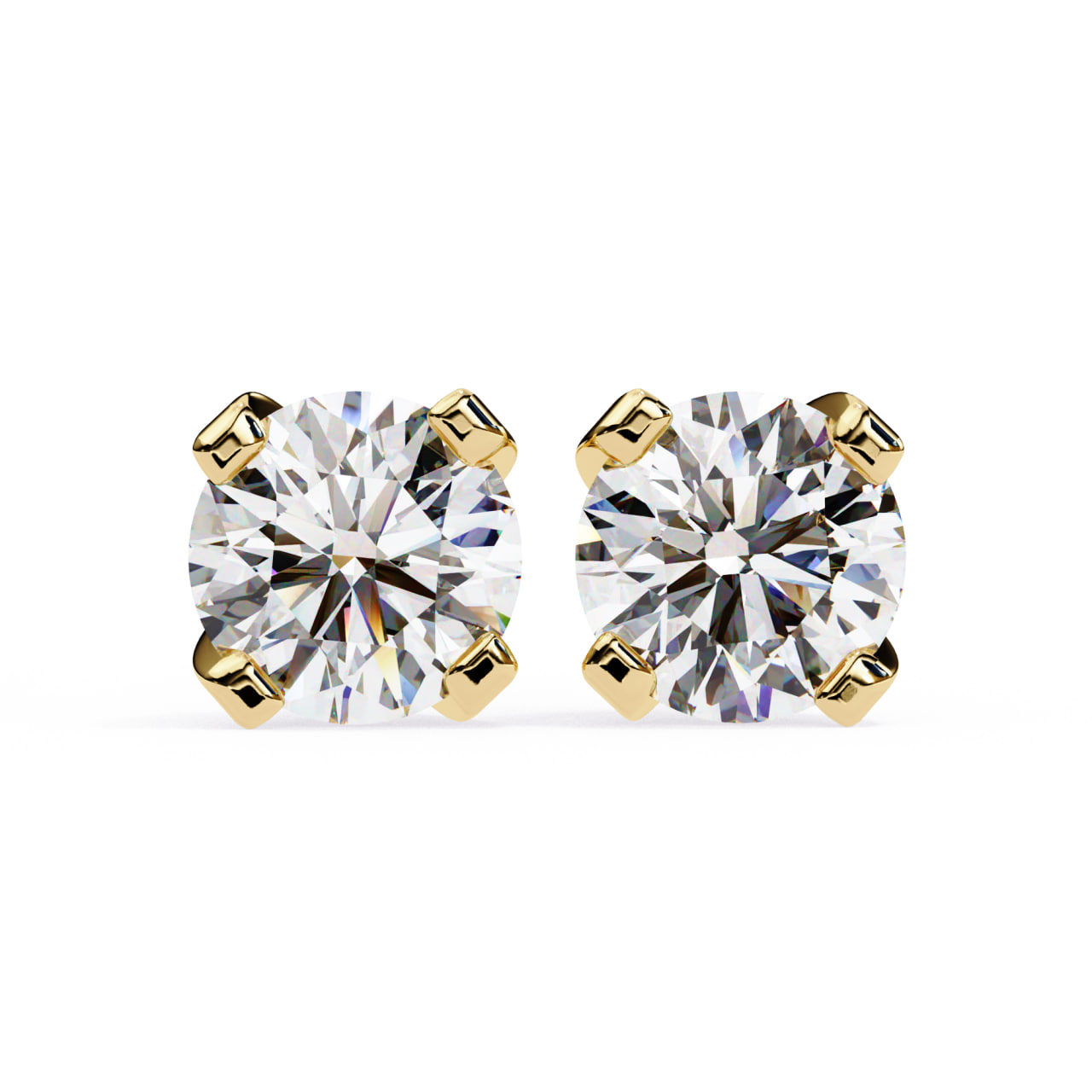 Bold Prong Round Solitaire Diamond Stud Earrings