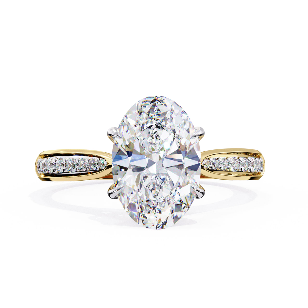 Oval Diamond Ring with Channel-Set Band