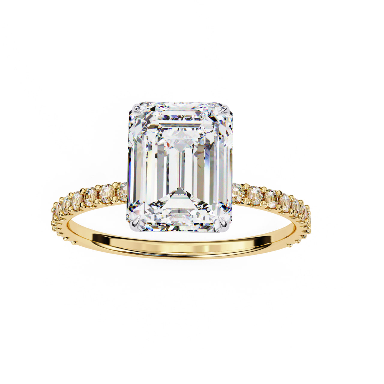Emerald Pave Classic Solitaire Ring R101
