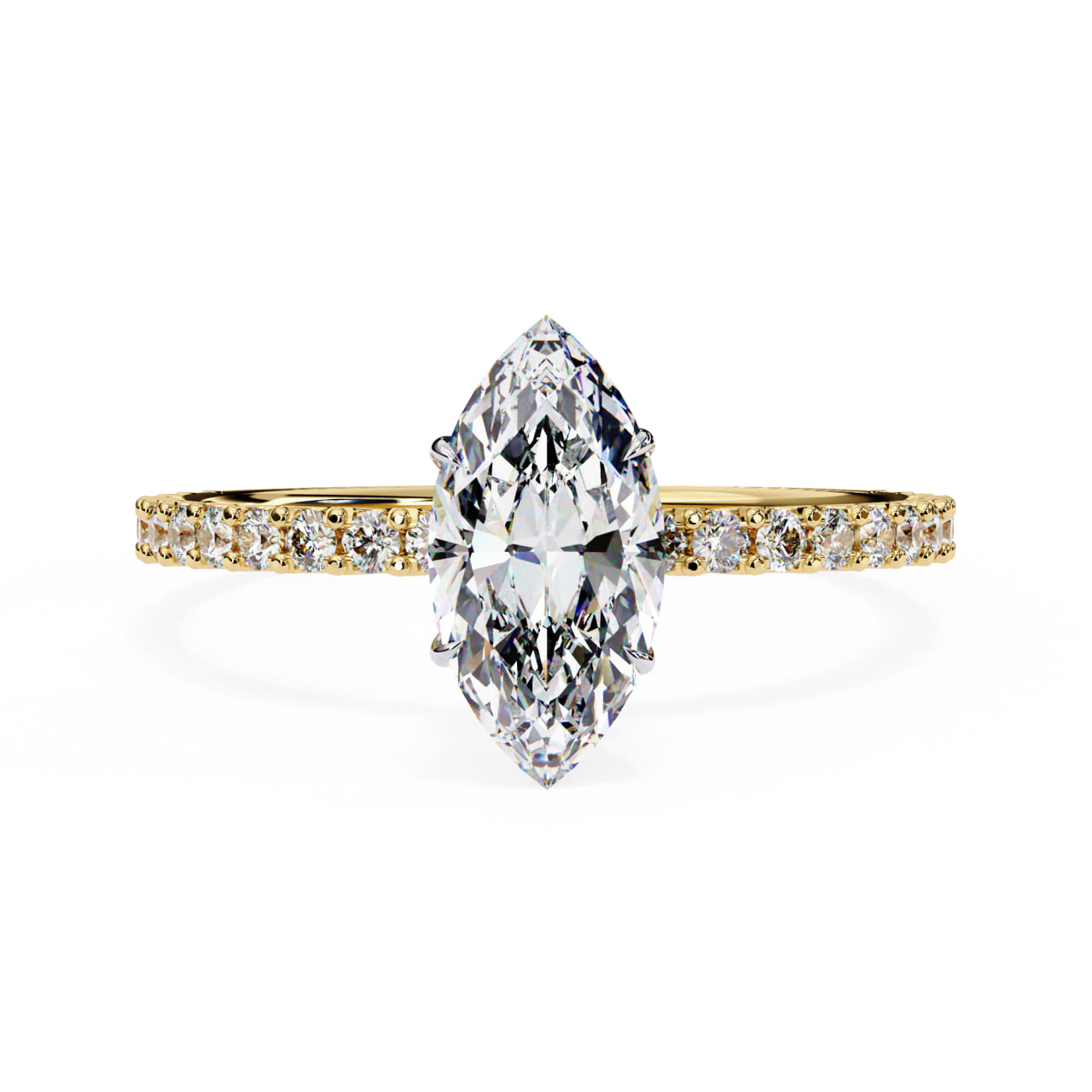 Marquise Pave Solitaire Diamond Ring