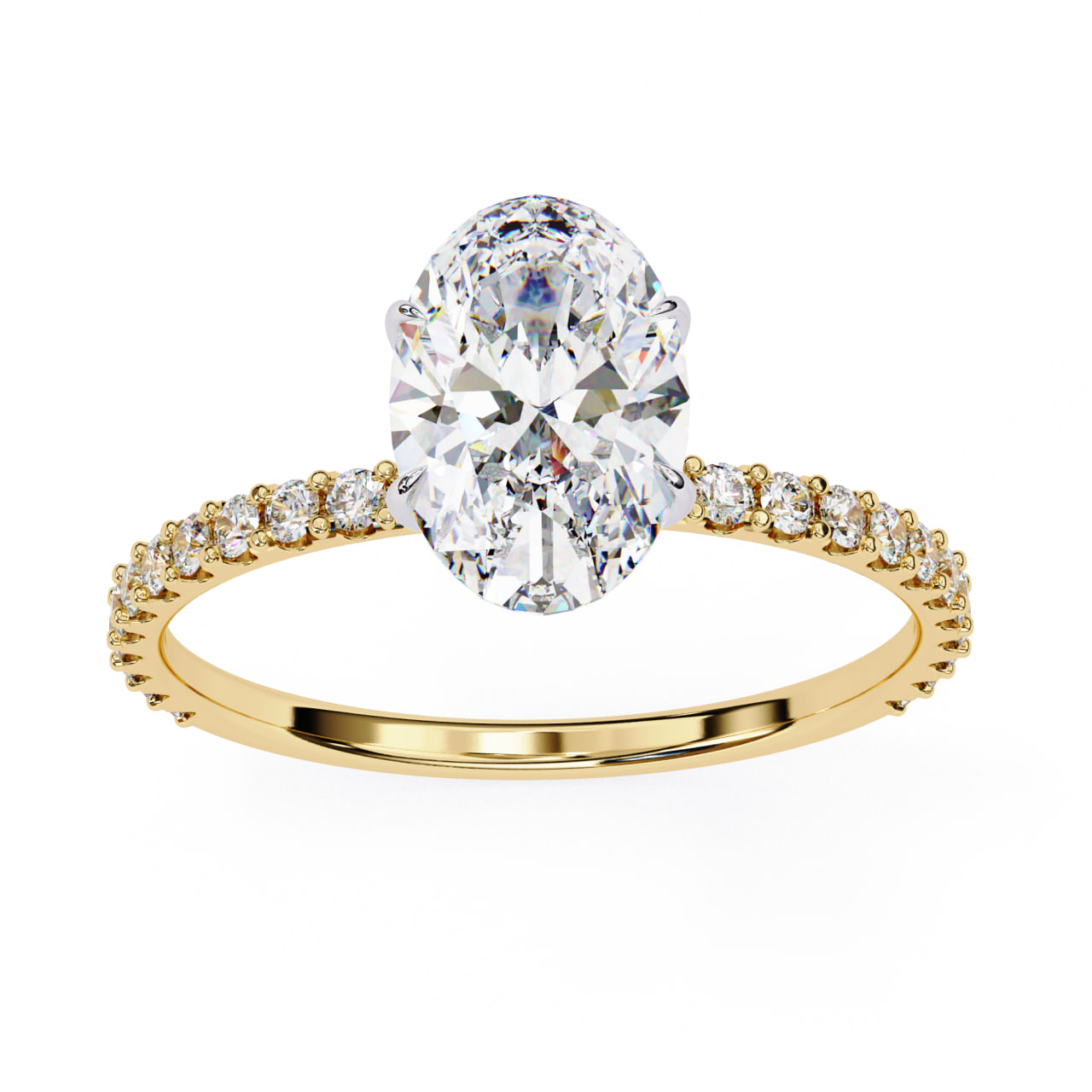Oval Cut Diamond Solitaire with Pavé Band