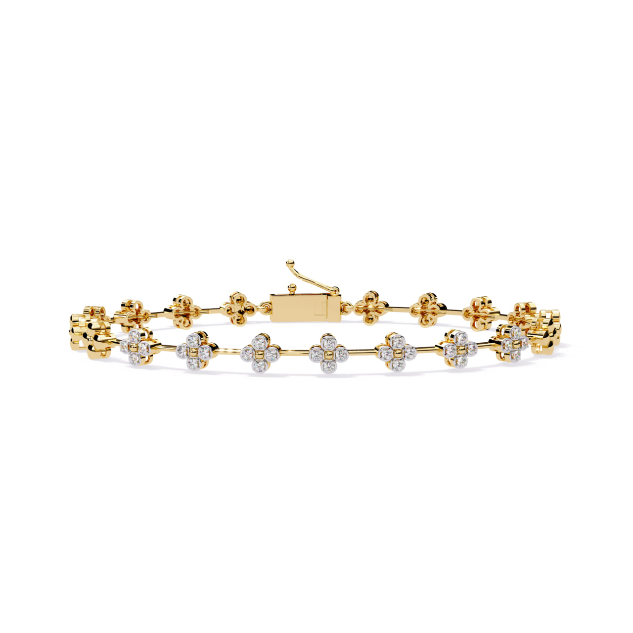 Diamond Floral Link Bracelet