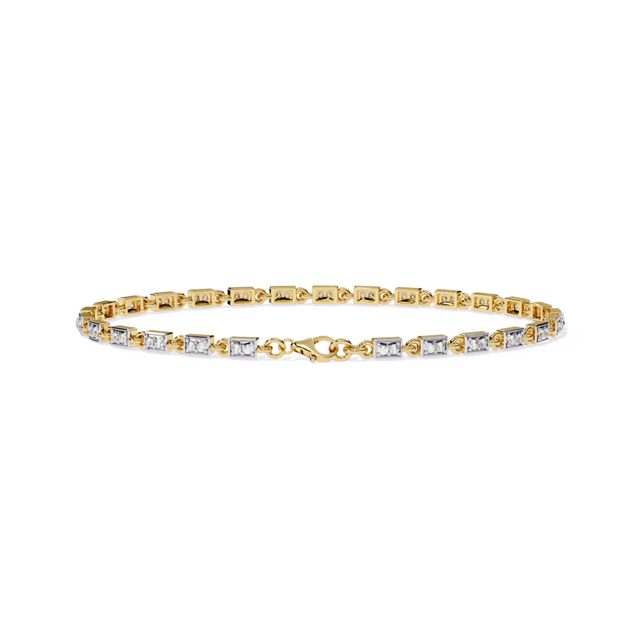 Classic Square-Link Diamond Tennis Bracelet