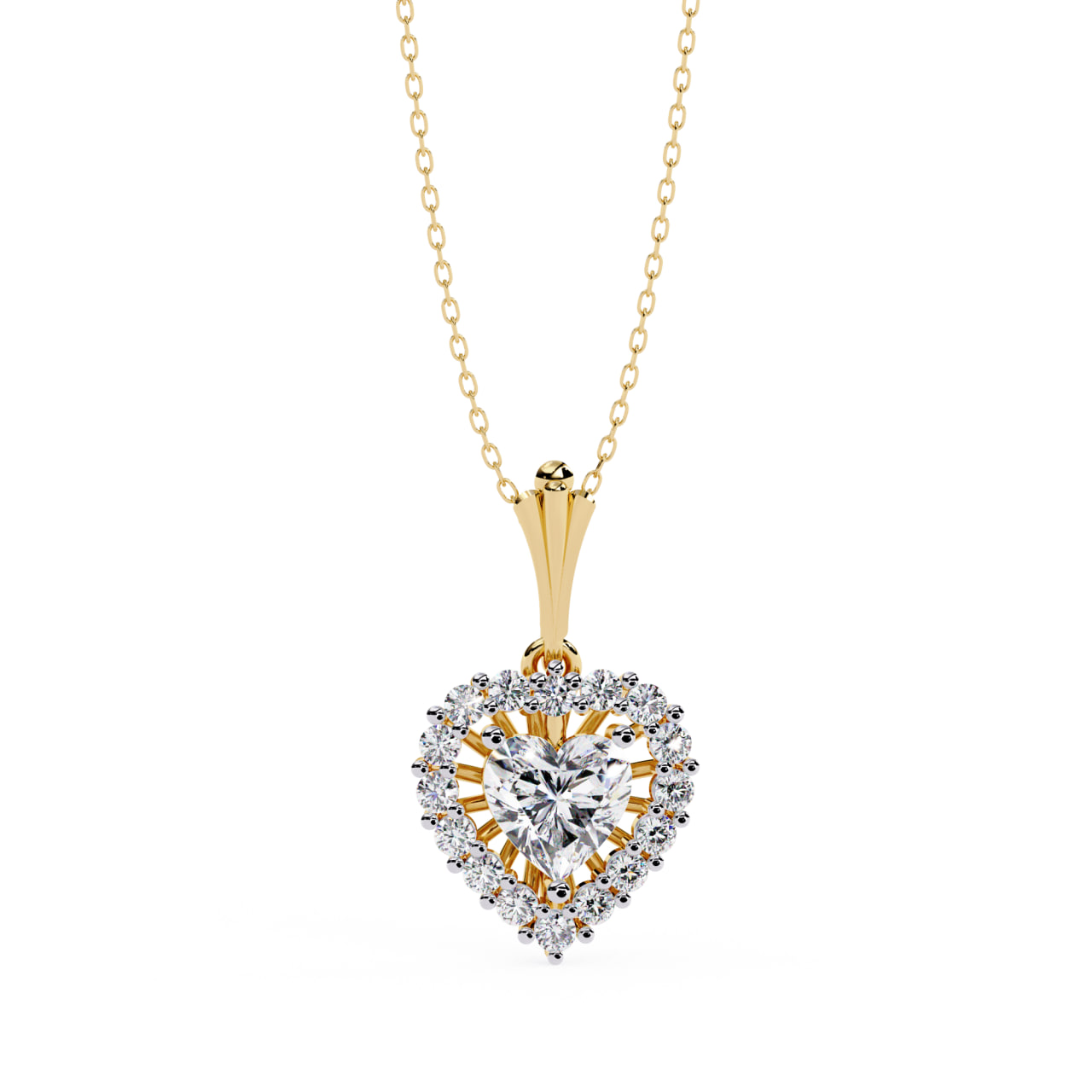 Heart Halo Diamond Pendant Necklace